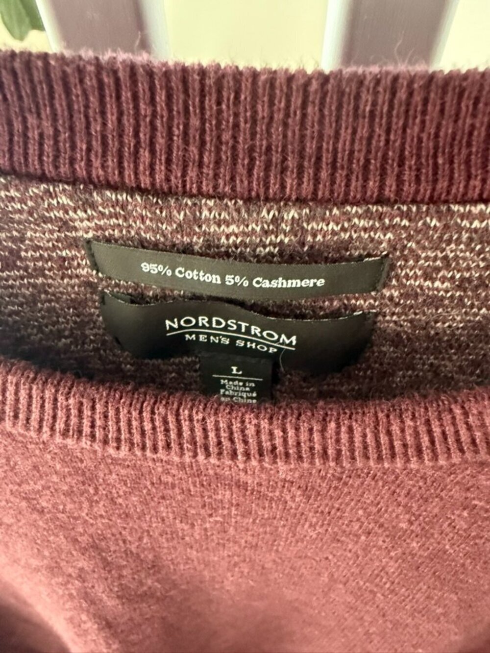 Nordstrom Men’s Shop Maroon Cotton Sweater Large - Picture 2 of 3
